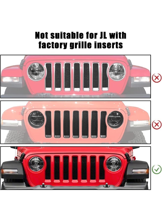 JeCar JeCar Front Grill Inserts & Headlight Cover Kit Compatible with Jeep Wrangler 2018-2023 JL & Unlimited, Black  - Image 2