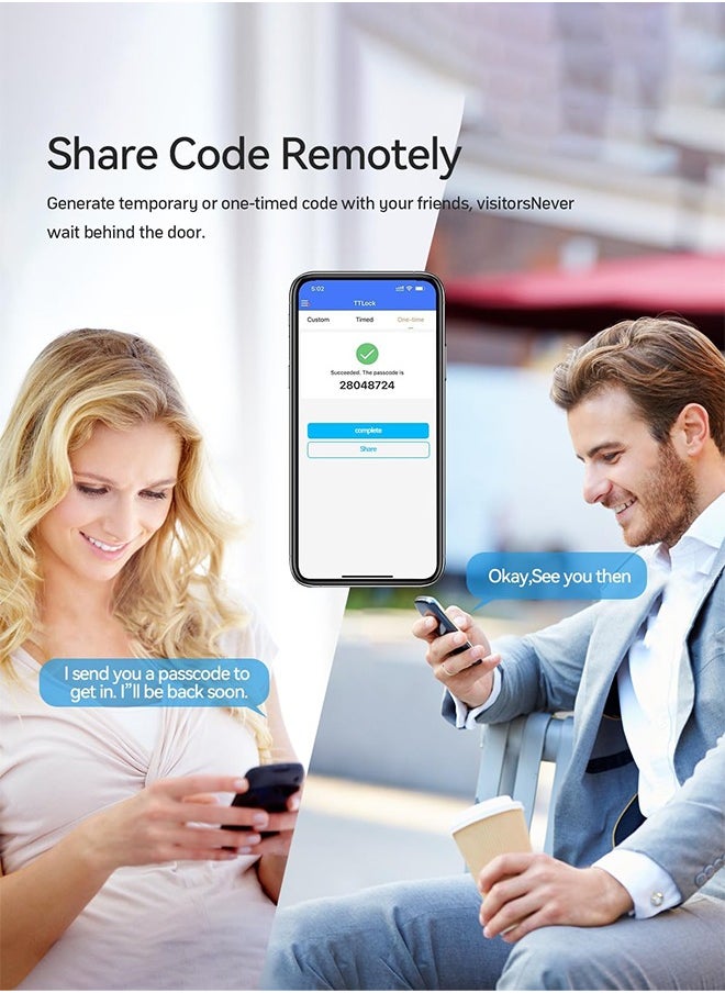 ALINK - Smart Door Lock Smart Lock, Smart Biometric Door Knob with Voice Function, Aluminum Alloy Smart Door Knob with 5 Ways to Unlock (TTlock App/IC Card/Fingerprint/Password/Keys) for Entry Gate/Bedroom/Office ,Silver - Image 1