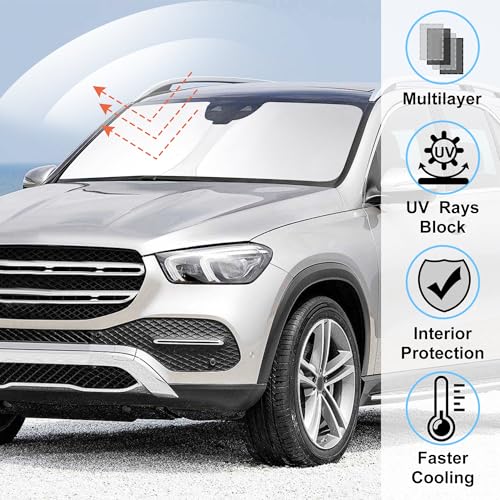 LHFLIVE Windshield Sun Shade Compatible with 2020 2021 2022 2023 2024 2025 2026 Mercedes GLE 350 450 Accessories Window Sunshade Sun Visor Protector Keep Car Cool - Image 2