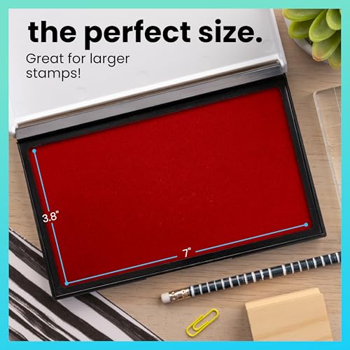ExcelMark Rubber Stamp Ink Pad Extra Large 3-7/8" x 7" (Red) - Image 5