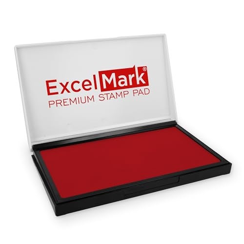 ExcelMark Rubber Stamp Ink Pad Extra Large 3-7/8" x 7" (Red) - Image 1