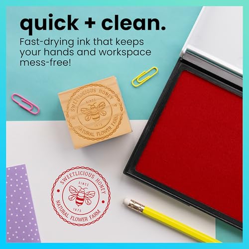 ExcelMark Rubber Stamp Ink Pad Extra Large 3-7/8" x 7" (Red) - Image 2