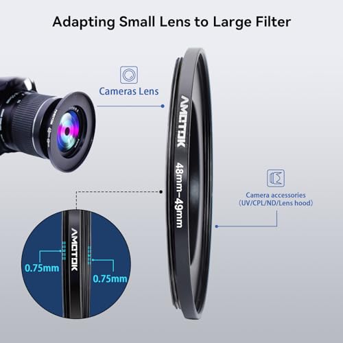AMOTOK 48mm Lens to 49mm Camera Lens Adapter,48mm to 49mm Filter Step up Ring Adapter Ring,Compatible All 49mm Filter Accessory - Image 4