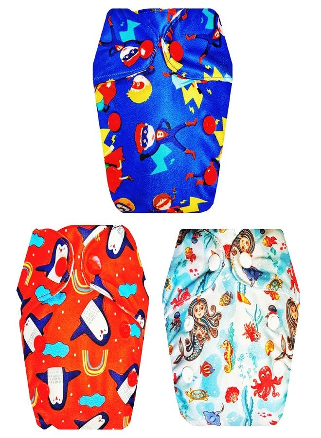 Dumbledo Premium Newborn Cloth Diaper with Integrated Pad (Pack of 3) | Dry Feel and Comfortable | Reusable & Washable | Adjustable Snaps | Everyday Diapering Essential | 0 - 4 Months | Unisex Baby