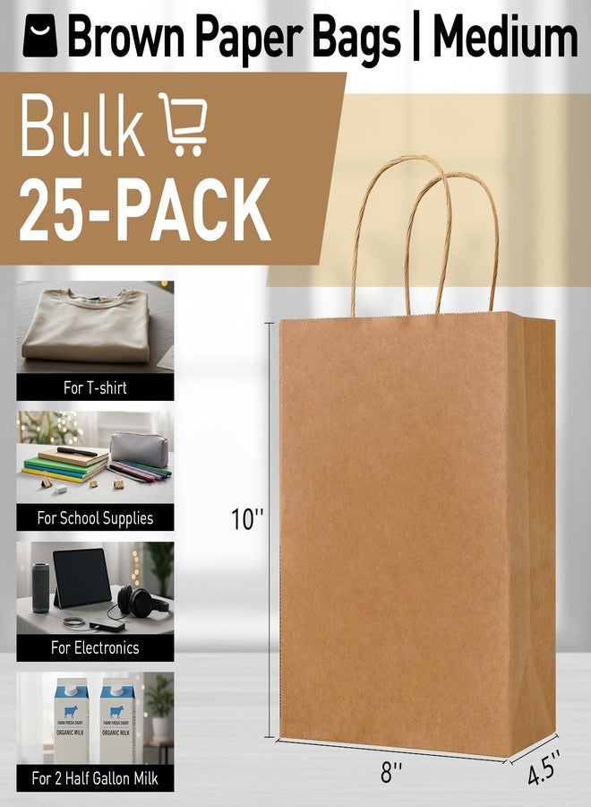 SUNCOLOR 25 Pieces 10" Brown Gift Bags with Handle for Party Favor Bags (Brown) - Image 2