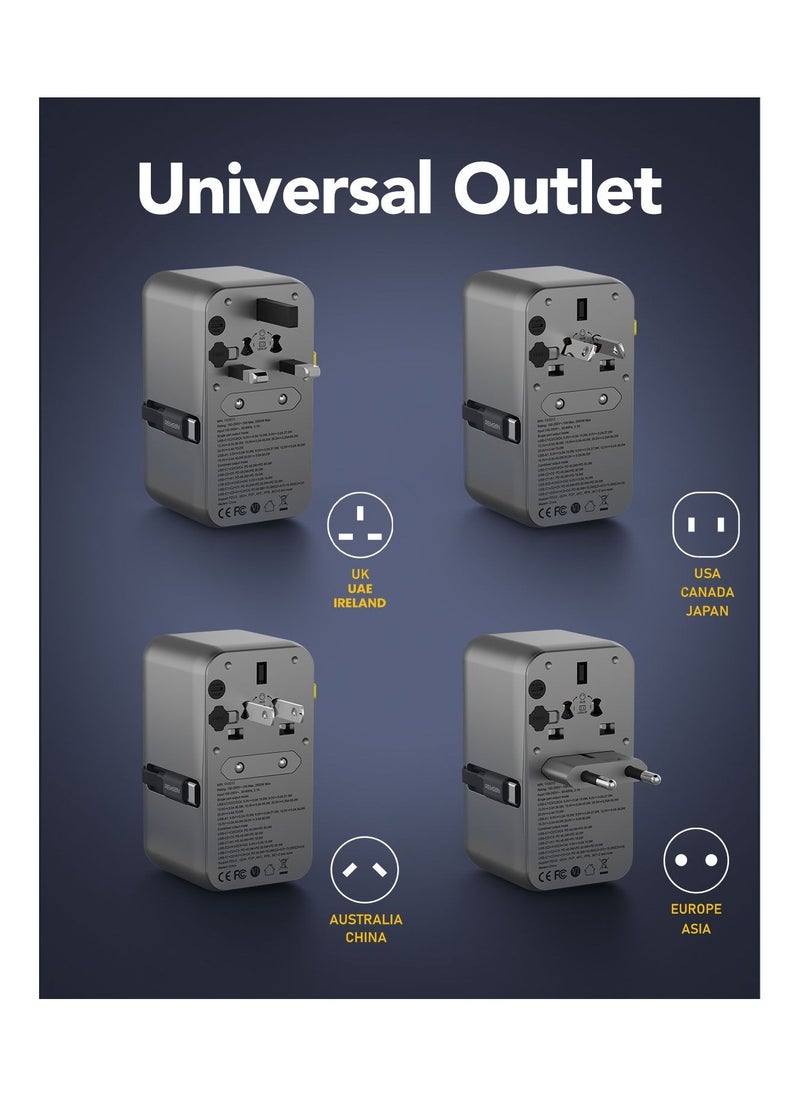 Remson - Remson Omni Plug 85W GaN Travel Adapter Power Delivery with Built-in Retractable USB-C Cable for Rapid Charging / 3 USB-C Ports/ 1 USB-A Port and 1 2500W AC Socket - Image 1