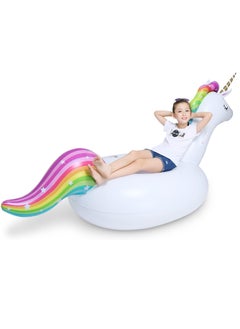 Generic Big Inflatable Unicorn Pool Float Floatie Ride On with Fast Valves Large Rideable Blow Up Summer Beach Swimming Pool Party Lounge Raft Decorations Toys Kids Adults  - Image 4