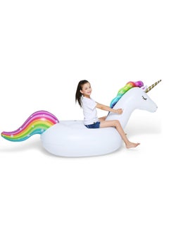 Generic Big Inflatable Unicorn Pool Float Floatie Ride On with Fast Valves Large Rideable Blow Up Summer Beach Swimming Pool Party Lounge Raft Decorations Toys Kids Adults  - Image 2