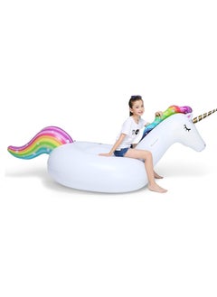 Generic Big Inflatable Unicorn Pool Float Floatie Ride On with Fast Valves Large Rideable Blow Up Summer Beach Swimming Pool Party Lounge Raft Decorations Toys Kids Adults  - Image 3