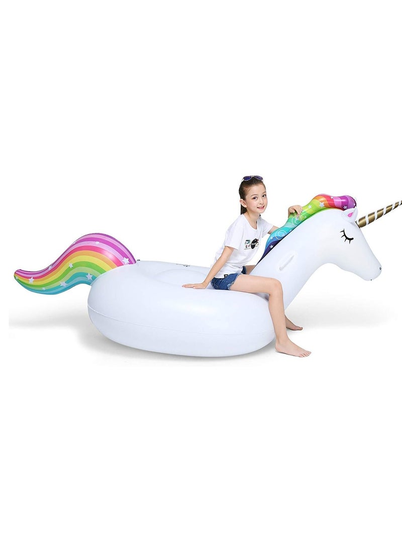 Generic Big Inflatable Unicorn Pool Float Floatie Ride On with Fast Valves Large Rideable Blow Up Summer Beach Swimming Pool Party Lounge Raft Decorations Toys Kids Adults  - Image 3