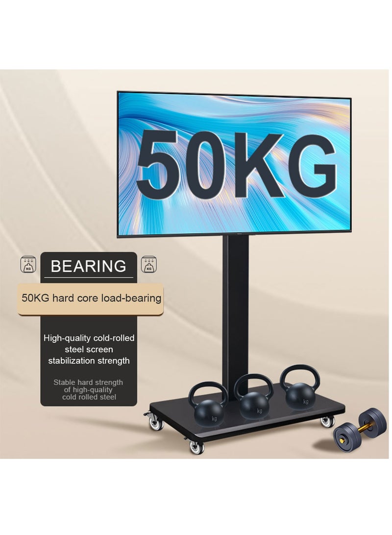 فلاشهوك حامل تلفزيون بعجلات لأجهزة تلفزيون مقاس 32 إلى 65 بوصة، عربة تلفزيون محمولة على عجلات، حوامل أرضية عالمية طويلة، مناسبة للزوايا، غرفة النوم، الأماكن الخارجية - Image 2