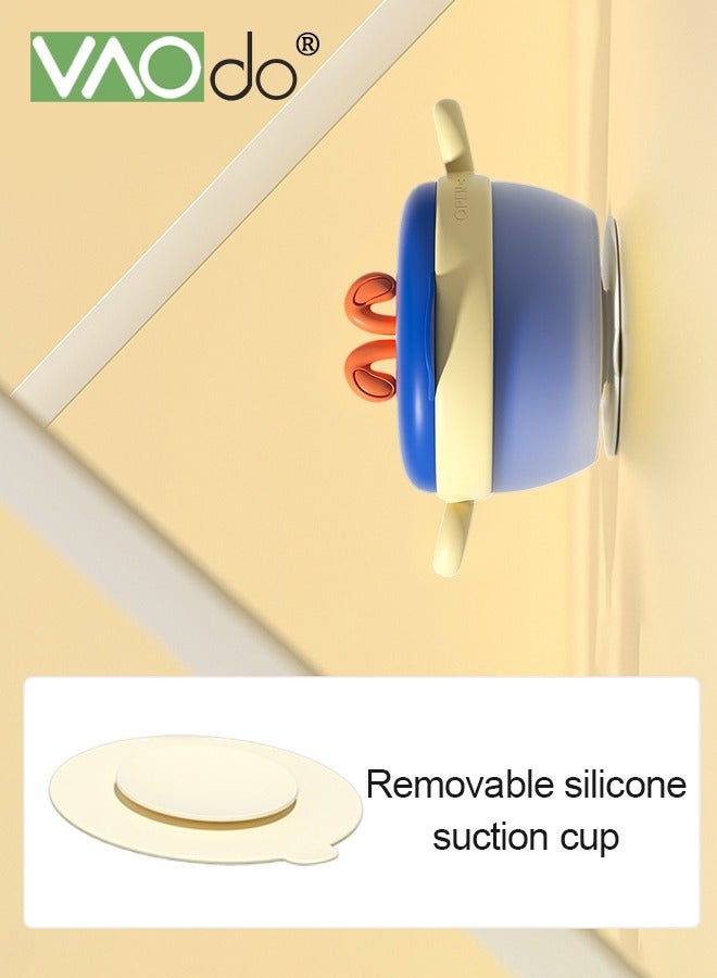 VAOdo Baby Feeding Bowl Anti-scald Stainless Water for Toddlers Serving Bowls Practical Anti-fall Steel with Lid Inject Hot Water to Change Color Bowls Blue - Image 4