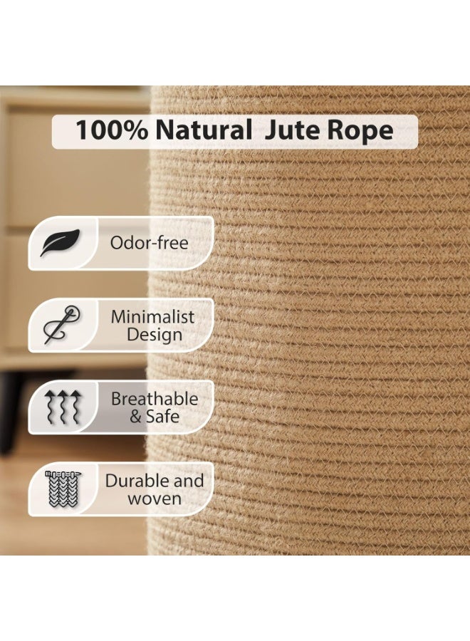 تابيت سلة تخزين سلال منسوجة لتخزين سلة من الحبال القطنية للألعاب والملابس والأحذية ومنظم مع مقابض وغرفة المعيشة وديكور المنزل وسلال منسوجة للتخزين (بني 50 * 40 سم) - Image 3