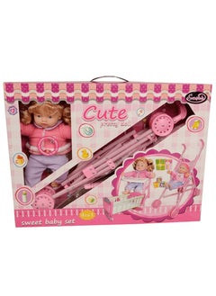 Toy Box Cute Pretty Doll with stroller and Bed 4 in 1  - Image 1