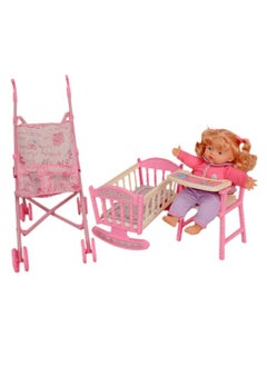 Toy Box Cute Pretty Doll with stroller and Bed 4 in 1  - Image 2