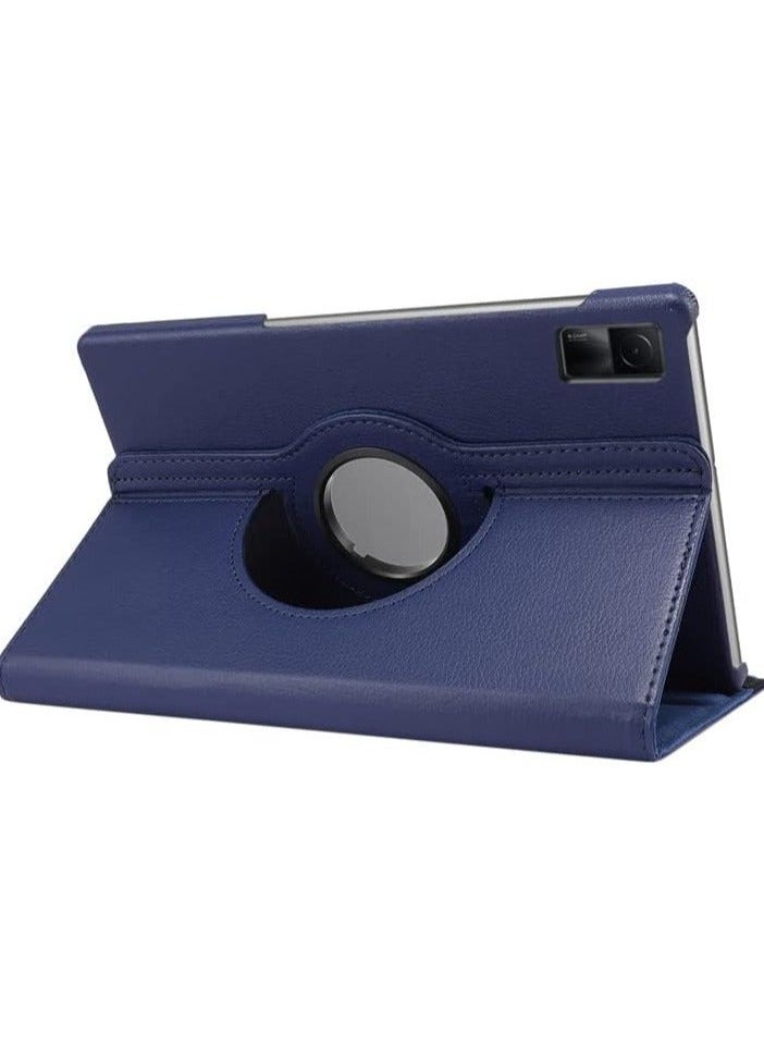 Redmi Pad SE 11 inch 2023 Tablet case for Protector Pebbled Rotating 360 Solid Color Protective Case Holster (Dark Blue) - Image 3
