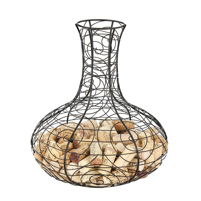Oenophilia Oenophilia Metal Wine Cork Holder Collector Wine Decanter Shaped Black Table Dcor Holds 200 Corks 