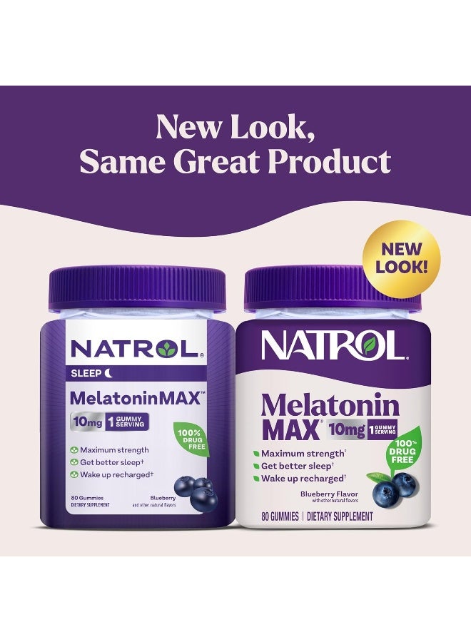Natrol MelatoninMax, Sleep, Blueberry Flavor, 10 mg, 80 Gummies Packaging May Vary - Image 2