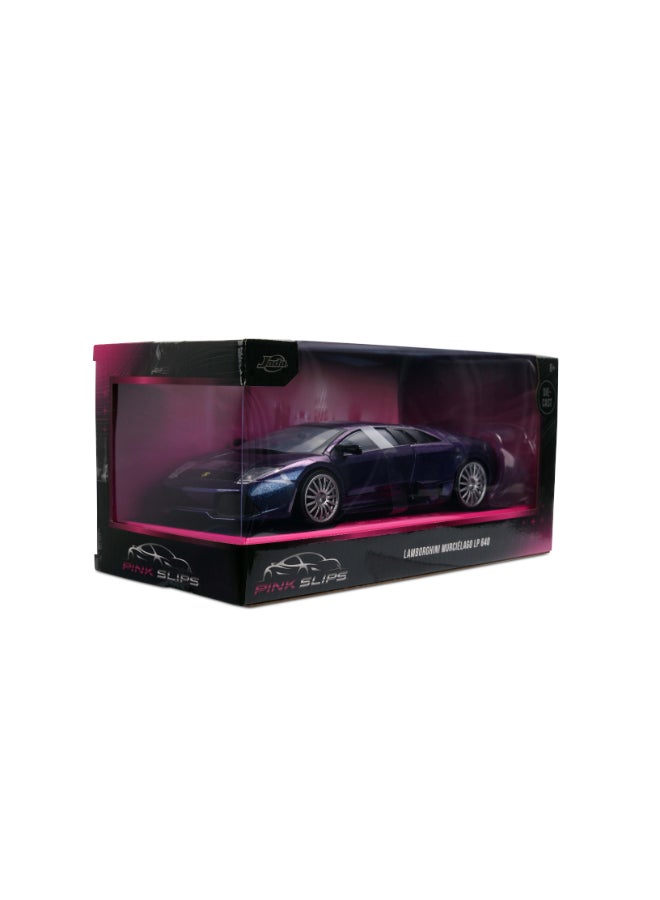 JADA جادة سلاسل وردية 1:24 - لامبورغيني مورسيلاجو، سيارة مصبوبة مع قاعدة، ألعاب للأطفال والبالغين - Image 1