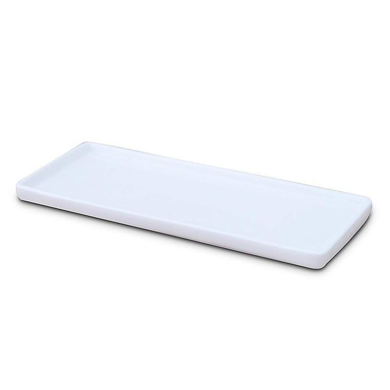 Ceramic Vanity Tray Small Rectangle Bathtub Tray Bathroom Organizer Cosmetics Holder for Tissue Candle Towel Plant Jewelry Ring Dish Dresser Perfume ShampooWhite1 PcLarge