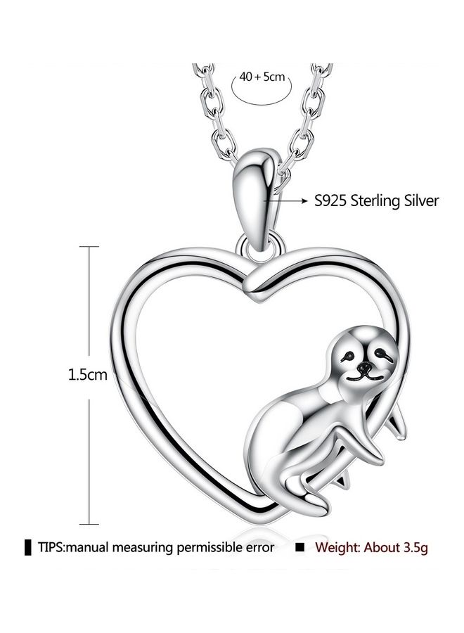 بيرفيي S925 Sterling Silver Crystal Studded Pendant Necklace - Image 2