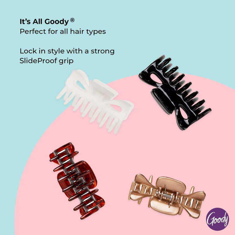 Goody SlideProof Classics Medium Claw Clips - 4 Ct, Assorted Neutrals, Hair Styling Accessories with Secure Grip, Chic Hair Accessories for Women & Men, For All Occasions, All Hair Types - Image 3