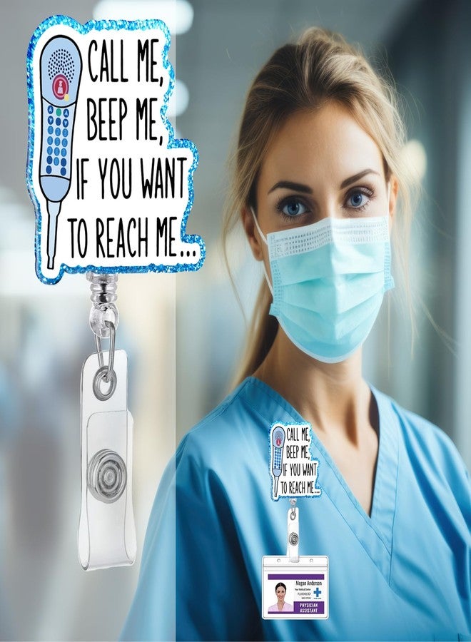 963RW Funny Nurse Badge Reel Retractable Call Me ID with Clip, Cute Nurse Badge Holder for ER ED ICU RN LPN RT Rph MA CNA Administrative Specialist Patient Services - Image 3