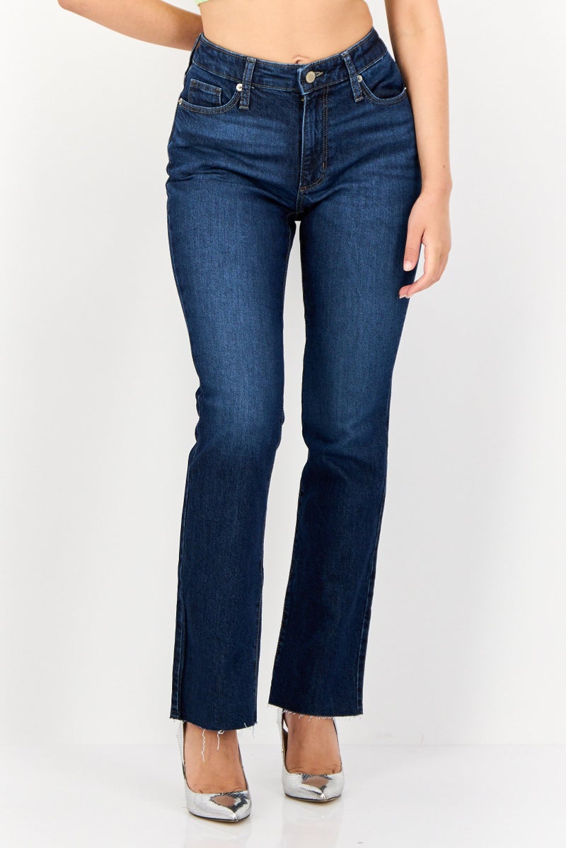 Universal Thread جينز نسائي بقصة بوت كات مغسول وقابل للتمدد بطول داخلي طويل، أزرق - Image 1