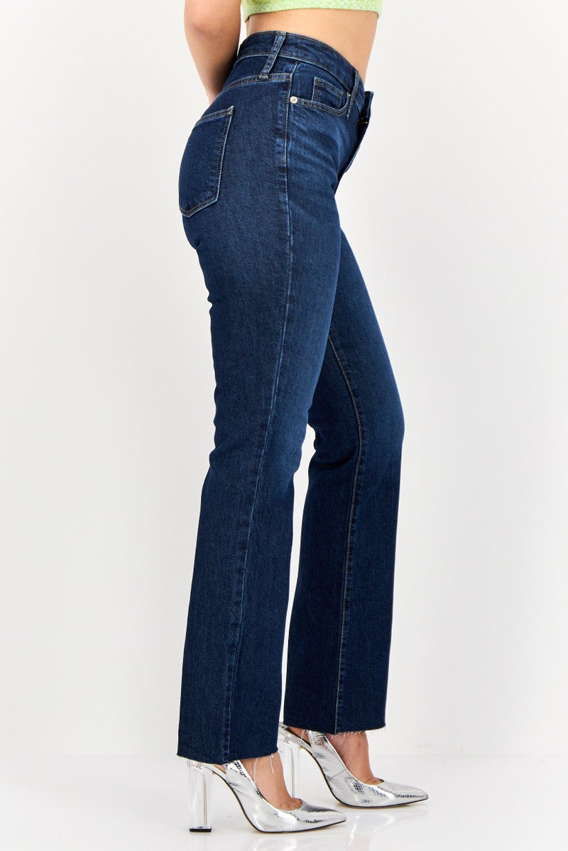 Universal Thread جينز نسائي بقصة بوت كات مغسول وقابل للتمدد بطول داخلي طويل، أزرق - Image 2