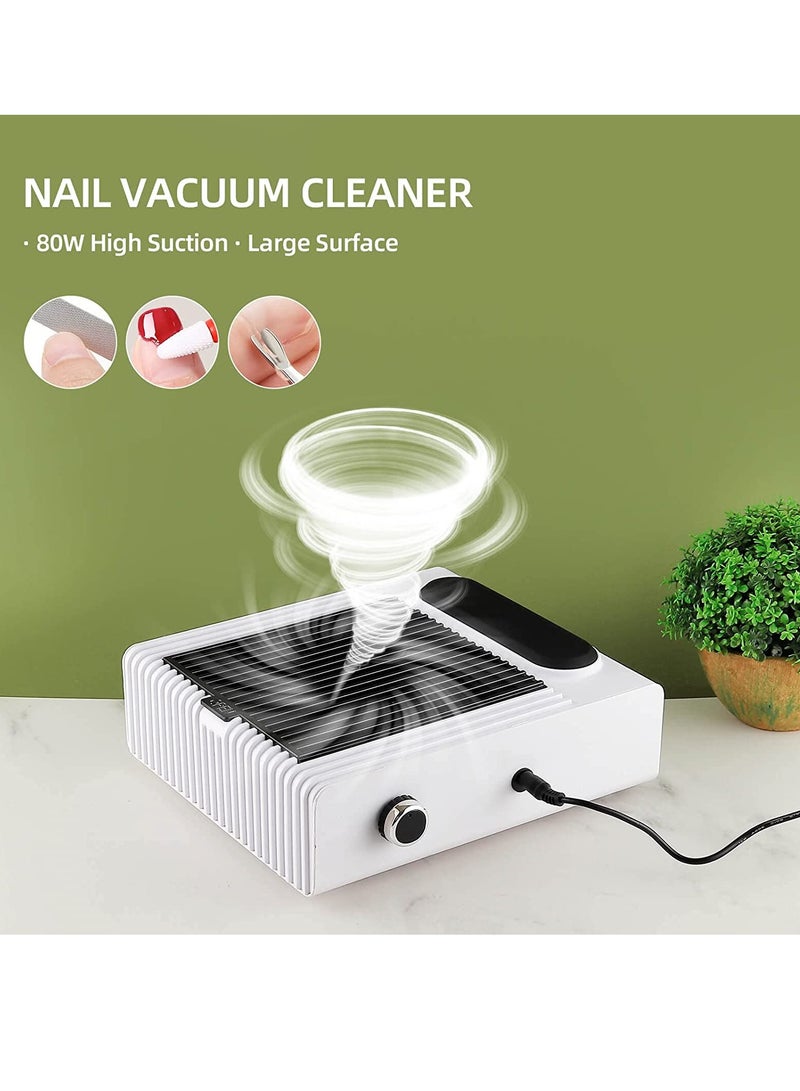 Excefore 80W New Strong Power Nail Dust Collector Nail Fan Art Salon Suction Dust Collector Machine Vacuum Cleaner Fan UK Plug (858-1Pink) - Image 5