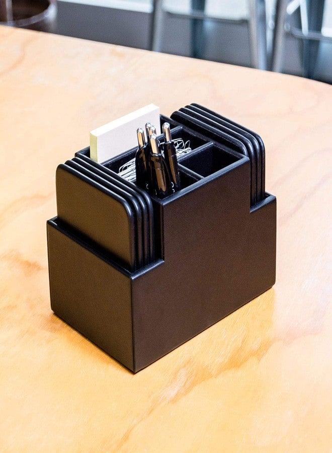 داكاسو طقم قواعد أكواب مربعة من الجلد الصناعي الأسود من داكاسو، مكون من 8 قطع مع حامل. - Image 4