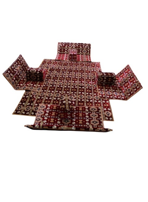 A heritage floor seating set consisting of 9 pieces, suitable for travel, land trips, and the garden. A camping ground mattress set with four perches and 4 chairs, enough for 8 people.