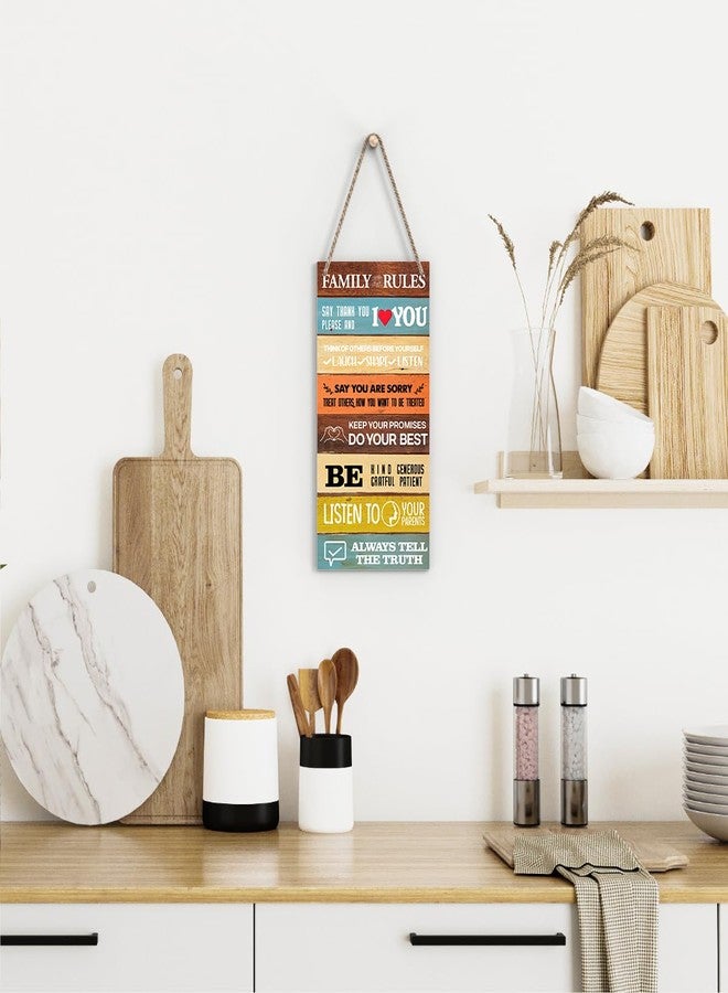 Ycyfckdr Family Rules Decor For Home Farmhouse, House Rules Wall Art Wooden Sign, Farmhouse Living Room Kitchen Rustic Hanging Sign, Set of 1 Wooden Sign With Rope - H14 - Image 5