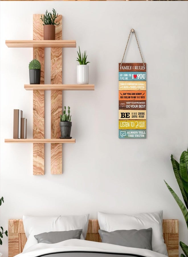 Ycyfckdr Family Rules Decor For Home Farmhouse, House Rules Wall Art Wooden Sign, Farmhouse Living Room Kitchen Rustic Hanging Sign, Set of 1 Wooden Sign With Rope - H14 - Image 4