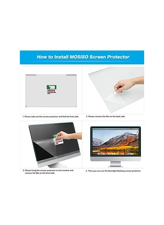 Mosiso 23-24 inch Computer Blue Light Blocking Screen Protector Anti-UV Eye Protection Filter Film Panel for Diagonal 23,23.6,23.8,24 inch 16:9 Widescreen Desktop PC LED Monitor(21.26x13.39 inch/LxW)  - Image 2