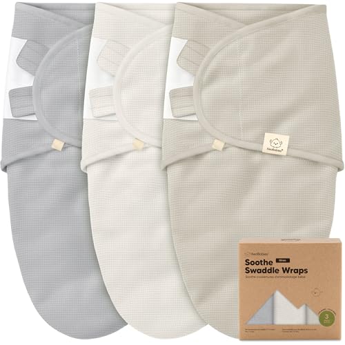 KeaBabies 3Pack Organic Swaddles for Newborns Baby Sleep Sacks 03 Months Baby Swaddle Wrap Newborn Wearable Blanket Infant Sleep Sack for Girls Boys Soft Snug Large Hook Loop Closure Granite - Image 1