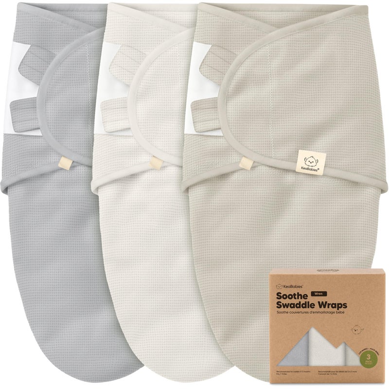KeaBabies 3Pack Organic Swaddles for Newborns Baby Sleep Sacks 03 Months Baby Swaddle Wrap Newborn Wearable Blanket Infant Sleep Sack for Girls Boys Soft Snug Large Hook Loop Closure Granite - Image 2