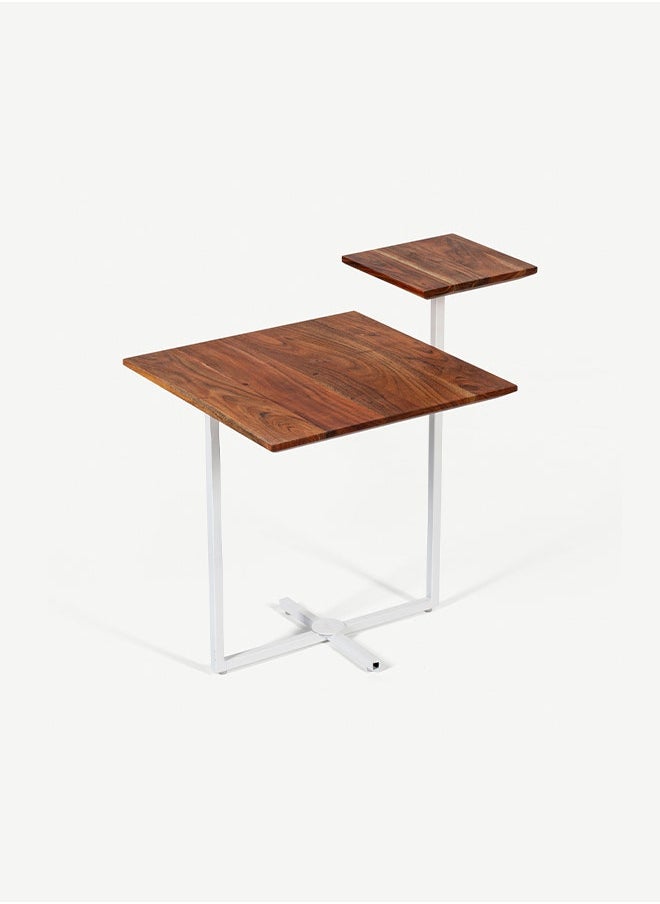 OC HOME - Reena Square End Table White/Natural - Image 1