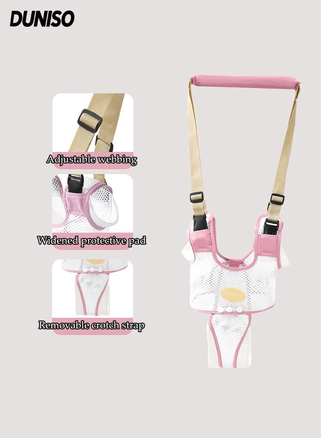 DUNISO Baby Walker Harness, Handheld Kids Walker Helper,Adjustable Infant Walking Assist Trainer Tool, Breathable Safety Belt for Children(Pink) - Image 1