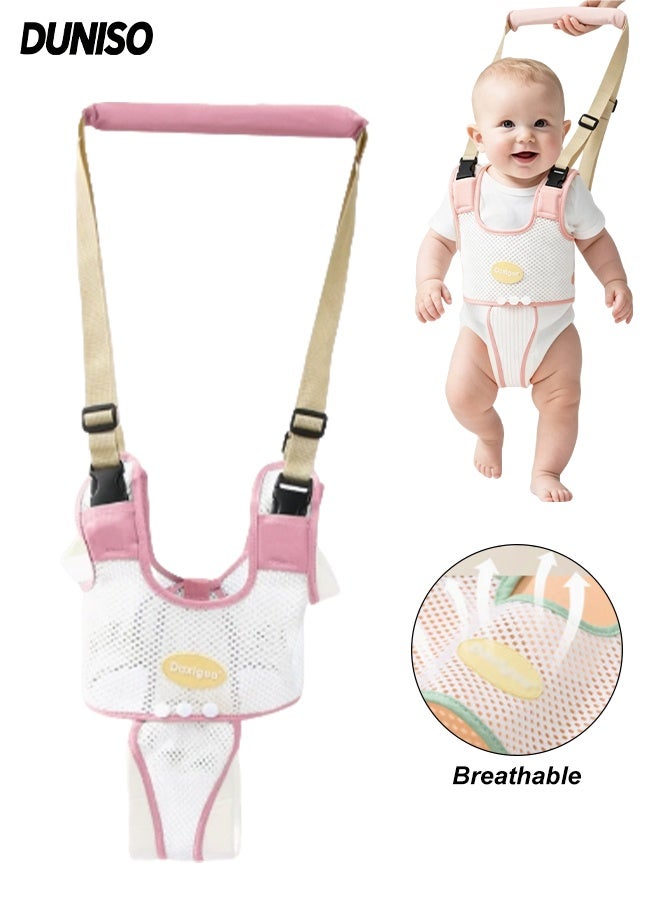 DUNISO Baby Walker Harness, Handheld Kids Walker Helper,Adjustable Infant Walking Assist Trainer Tool, Breathable Safety Belt for Children(Pink) - Image 1