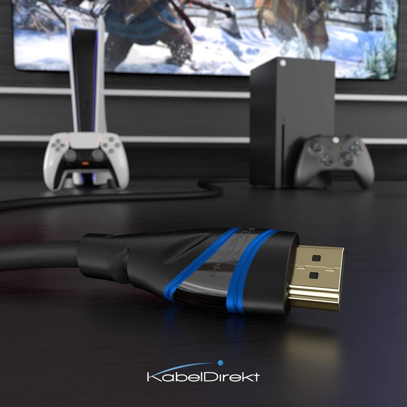 KabelDirekt – 10K & 8K HDMI Cable, HDMI 2.1 b – 3m, available in 0.5-5m – Certified, developed in Germany (Ultra High Speed Cable, for PC, PS5 or Xbox, monitor or TV – blue/black) - Image 5