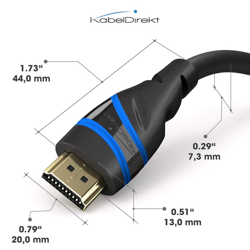KabelDirekt – 10K & 8K HDMI Cable, HDMI 2.1 b – 3m, available in 0.5-5m – Certified, developed in Germany (Ultra High Speed Cable, for PC, PS5 or Xbox, monitor or TV – blue/black) - Image 4