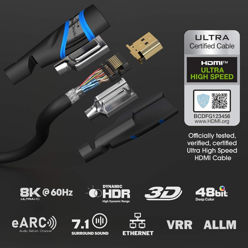 KabelDirekt – 10K & 8K HDMI Cable, HDMI 2.1 b – 3m, available in 0.5-5m – Certified, developed in Germany (Ultra High Speed Cable, for PC, PS5 or Xbox, monitor or TV – blue/black) - Image 2