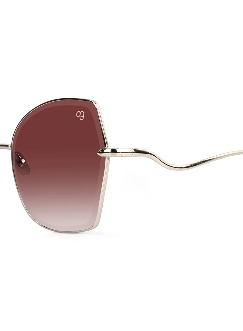 Woggles Latest & Stylish UV Protected Golden Oversized Sunglasses for Women