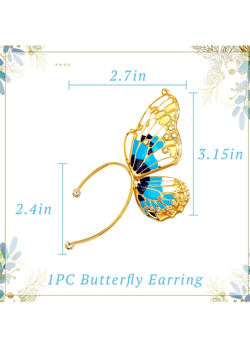 SYOSI - Butterfly Wings Earrings Fairy Ear Cuff Elf Headpiece Elf Ear Clip Ear Hook Fairy Costume Headpiece Accessories Colorful Butterfly Dangle Earrings for Women Simulation Butterfly Wing Earrings - Image 1