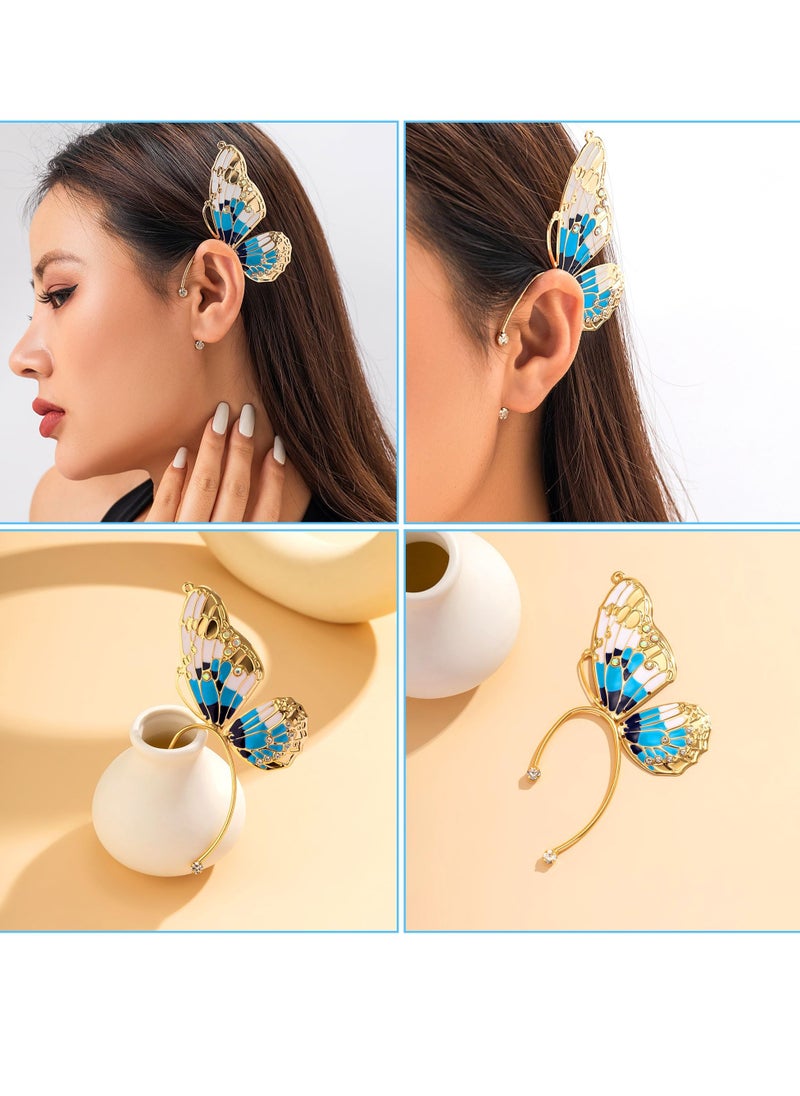 SYOSI - Butterfly Wings Earrings Fairy Ear Cuff Elf Headpiece Elf Ear Clip Ear Hook Fairy Costume Headpiece Accessories Colorful Butterfly Dangle Earrings for Women Simulation Butterfly Wing Earrings - Image 1