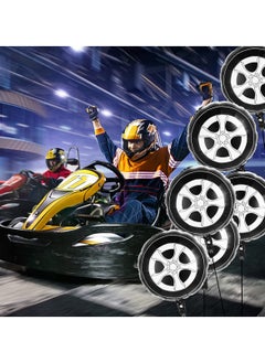 SYOSI Race Car Wheel Foil Balloons, 6 Pack 18 Inch Large Car Birthday Party Decorations and Supplies in Black and White, Perfect for Car Theme Parties and Kid's Birthdays  - Image 5