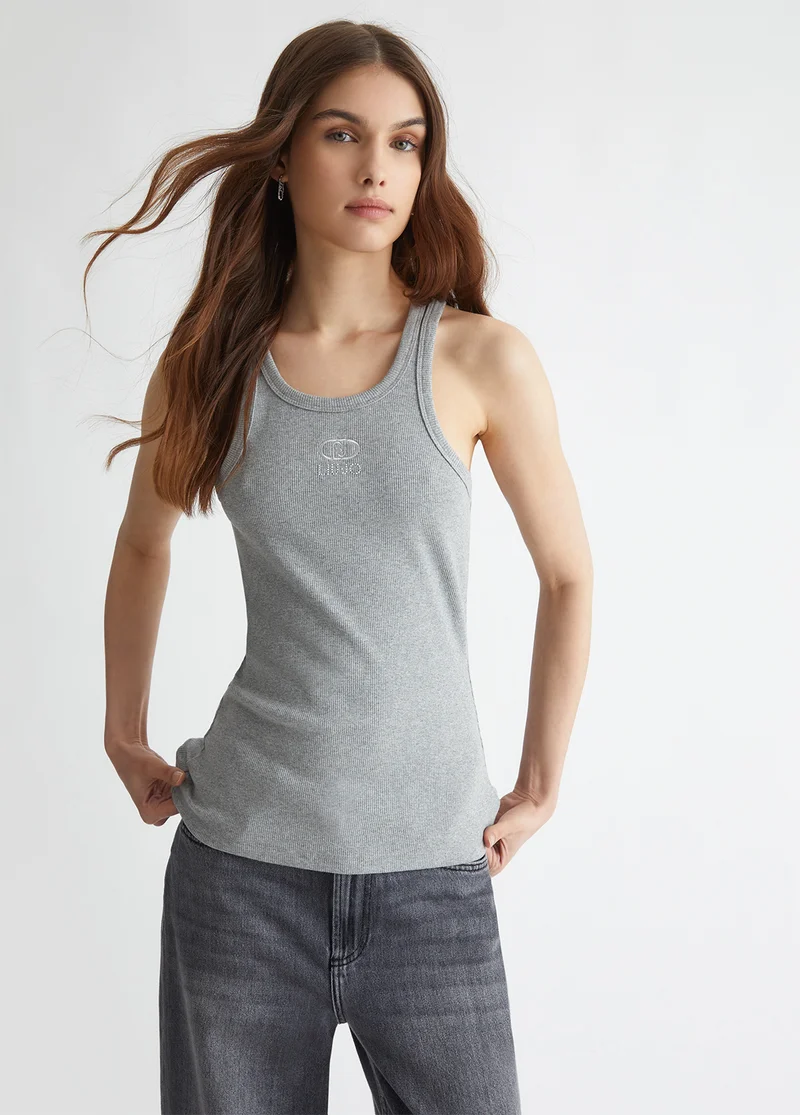 Liu Jo Ribbed top with logo