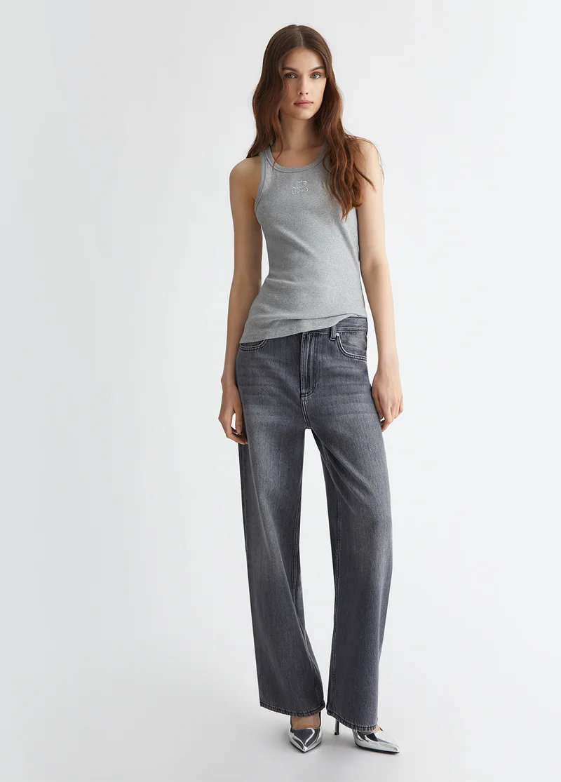 Liu Jo Ribbed top with logo
