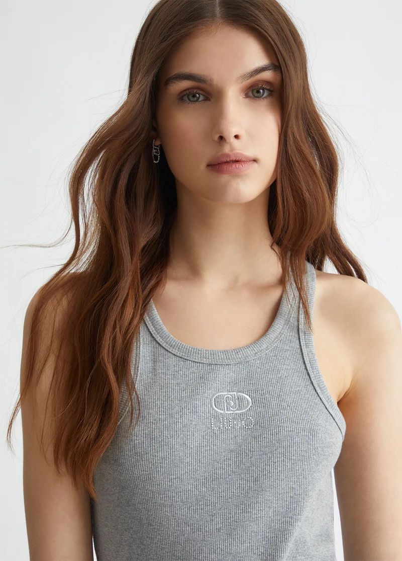 Liu Jo Ribbed top with logo